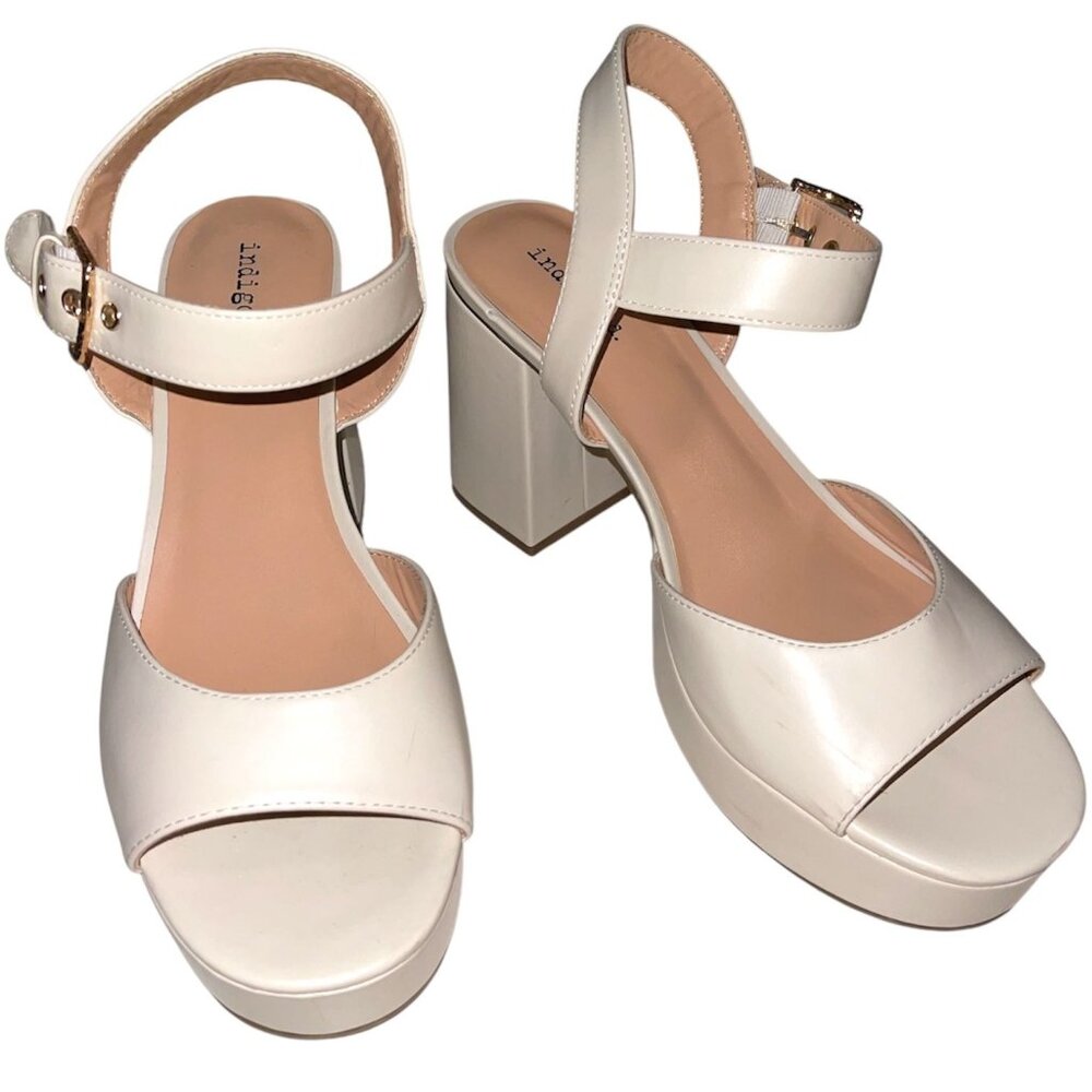 Indigo Rd. Women’s Block Heel Sandals – Size 9.5 – Off White Cream – Worn Once –
